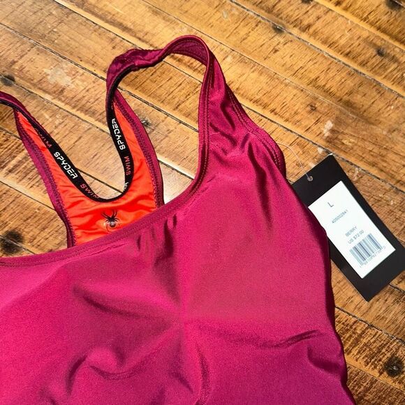 Spyder sporty tummy control berry slimming L one piece swimsuit - Picture 5 of 7